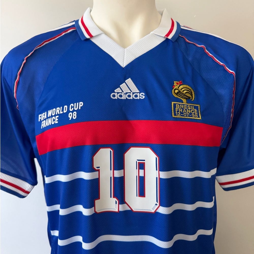 Zinedin Zidane France World Cup 98 Final Retro New Men's Blue Home Soccer Jersey - Picture 2 of 9
